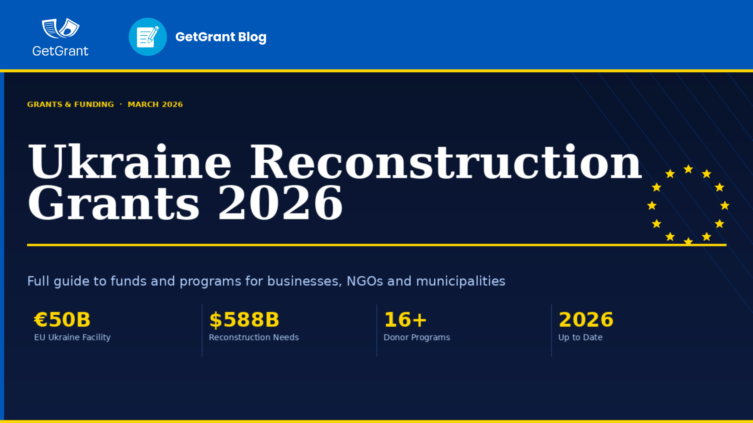 Ukraine Reconstruction Grants 2026: Full Guide to Funds and Programs for Businesses, NGOs and Municipalities